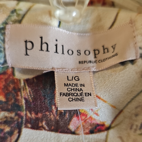 NWT Philosophy Republic Artistic Watercolor Floral Faux Suede Open Jacket Large - Picture 9 of 14